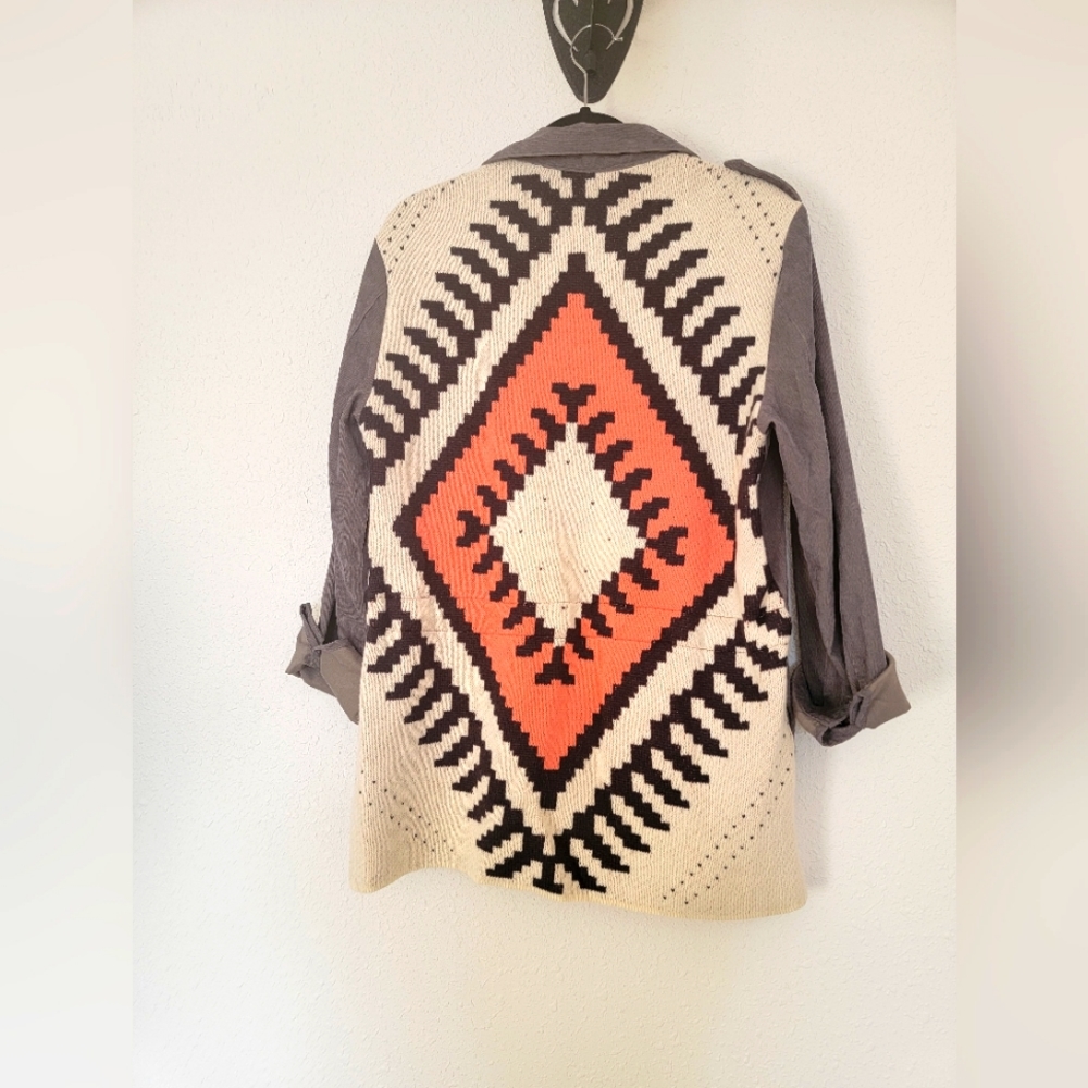 Jacket with Aztec design on back
